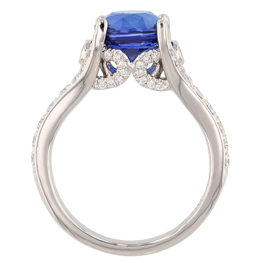 Oval Blue Sapphire in Platinum Ring