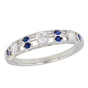 Diamonds and Sapphires in Platinum Ring