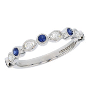 Sapphires and Diamonds in White Gold Band