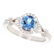 Aquamarine with Diamonds in White Gold Ring