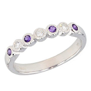 Amethysts and Diamonds in White Gold Ring