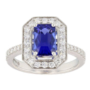 Tanzanite Diamond Halo White Gold Ring