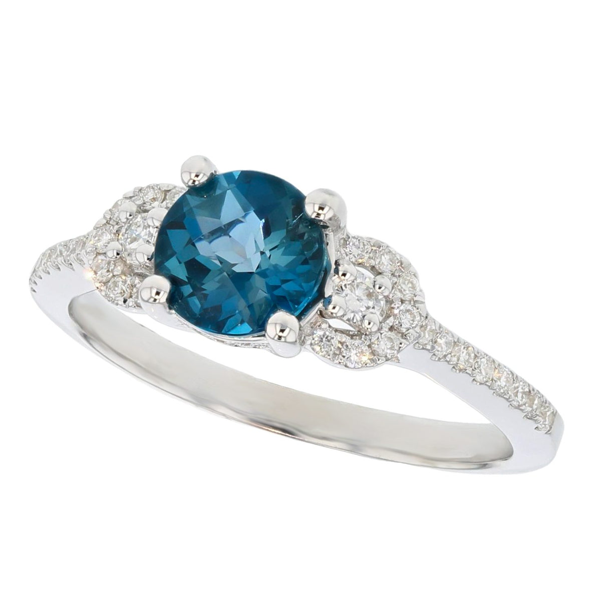 Round Blue Topaz in White Gold Ring