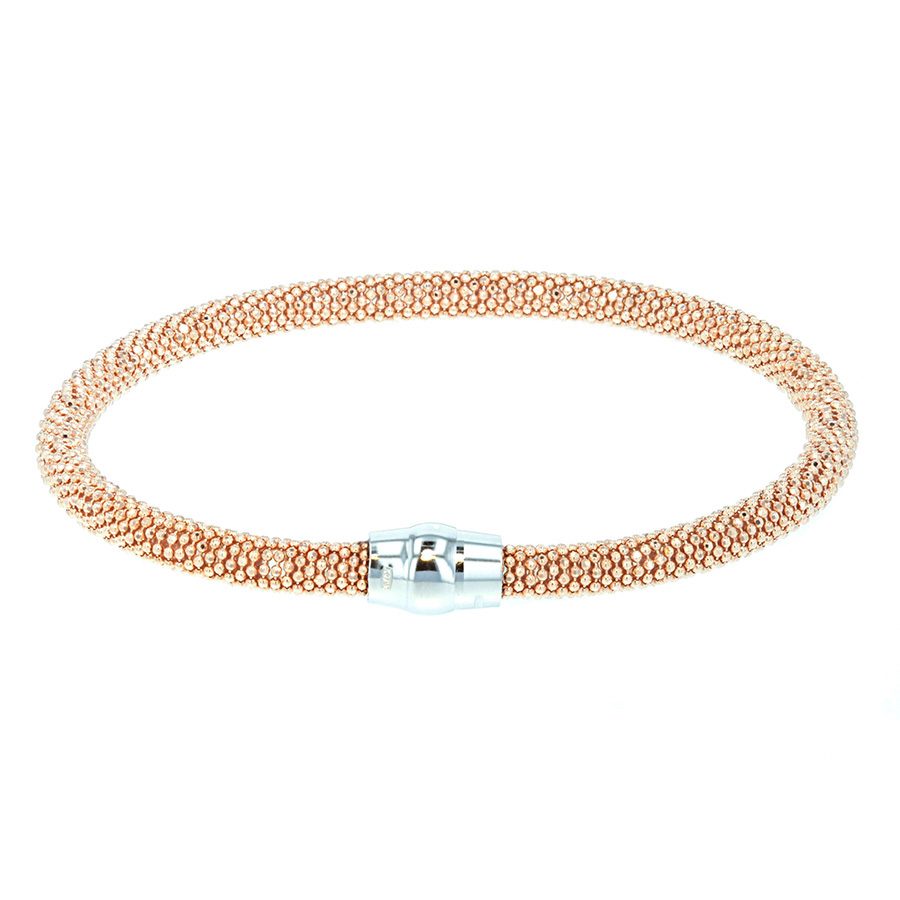 Pink Color Sterling Silver Mesh Bracelet