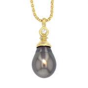 Yellow Gold and Tahitian Pearl Necklace