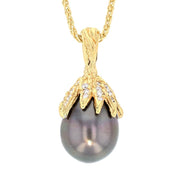 Yellow Gold and Diamonds Tahitian Pearl Pendant