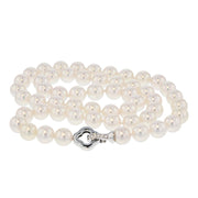 Cultured Pearl Necklace with White Gold Diamond Clasp
