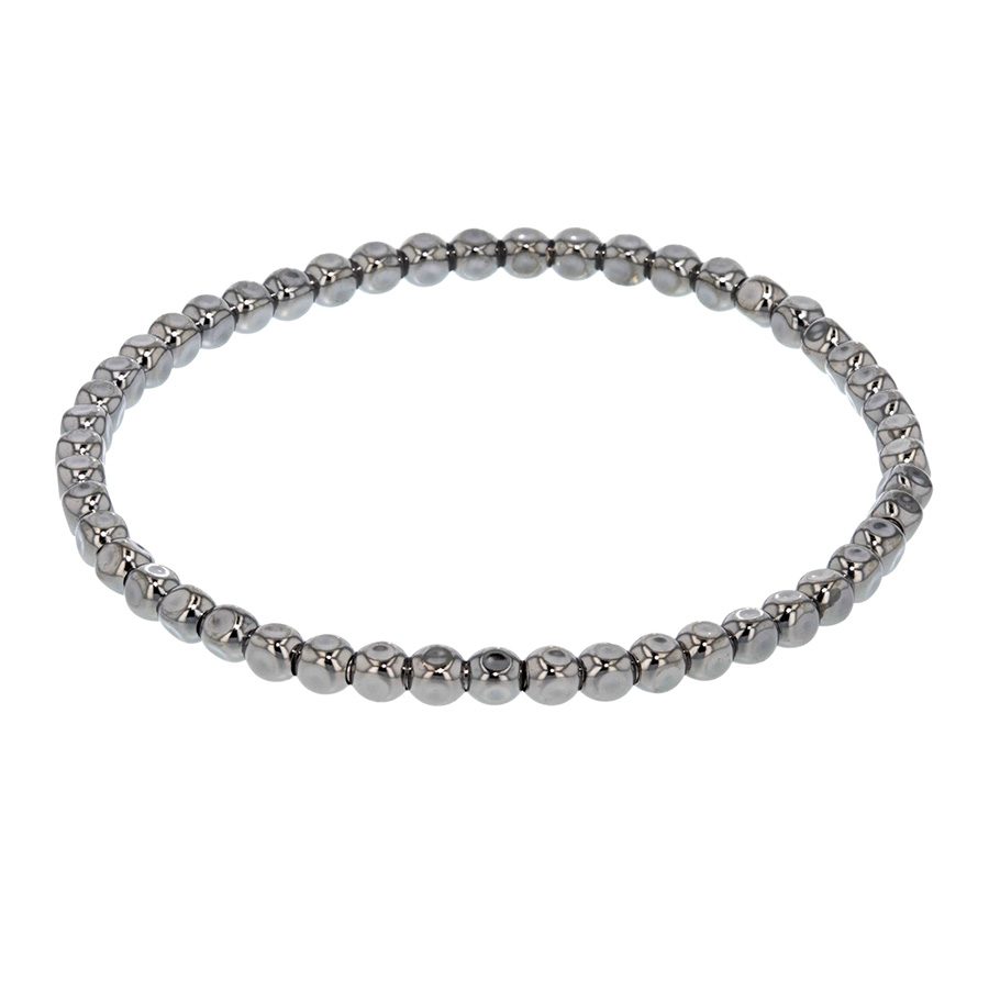 Sterling Silver Beaded Stretch Bracelet oxidized color