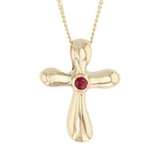 Ruby in Yellow Gold Cross Pendant