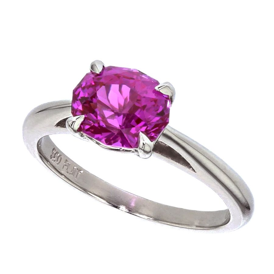 Oval Pink Sapphire in Platinum Solitaire Ring