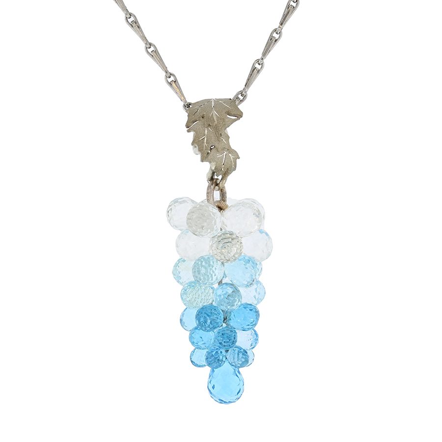 "Grape Cluster" Topaz with White Gold Leaf Bail