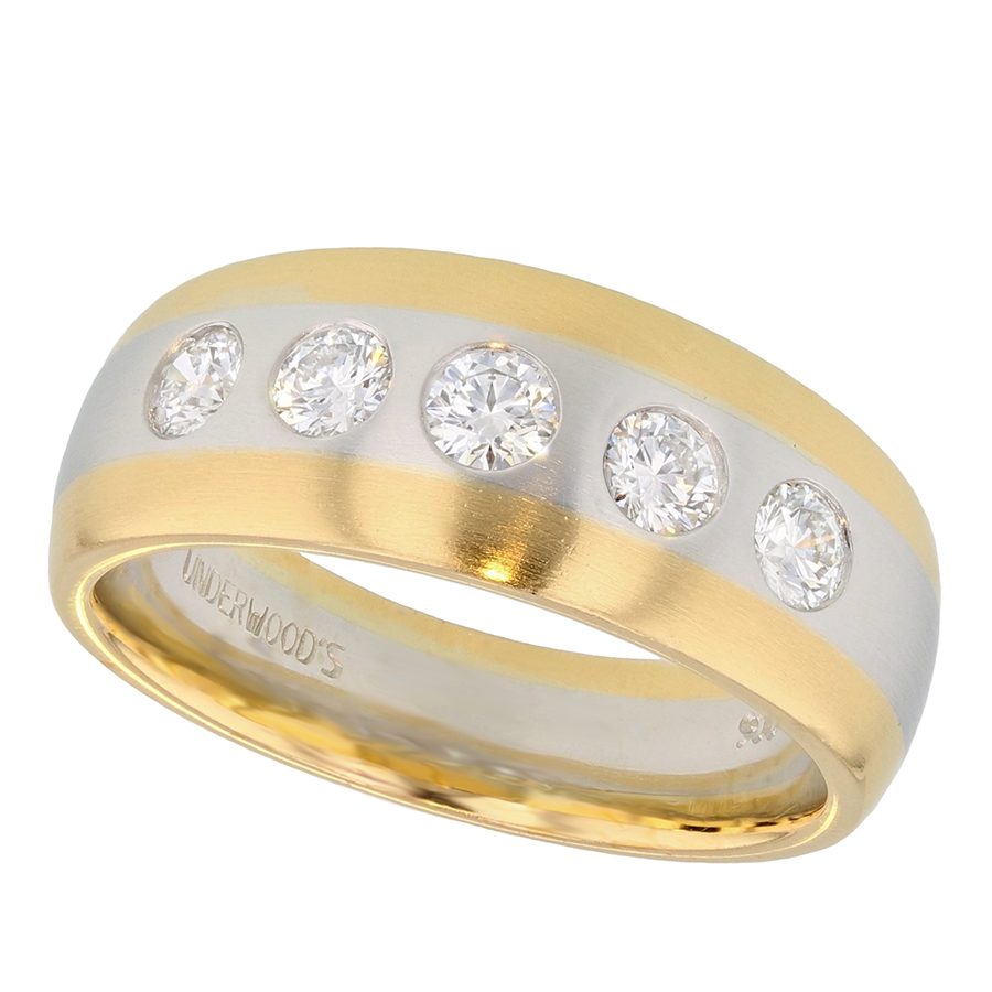 Yellow Gold and Platinum Five Diamond Band
