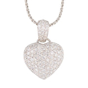 Diamond Pavé Heart Pendant in White Gold