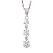 Three Round Diamonds Platinum Drop Necklace