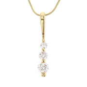 Yellow Gold with Three Diamonds Necklace