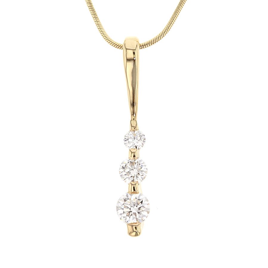Yellow Gold with Three Diamonds Necklace