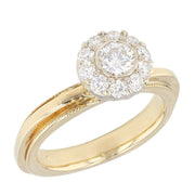 Diamonds in Yellow Gold Halo Ring