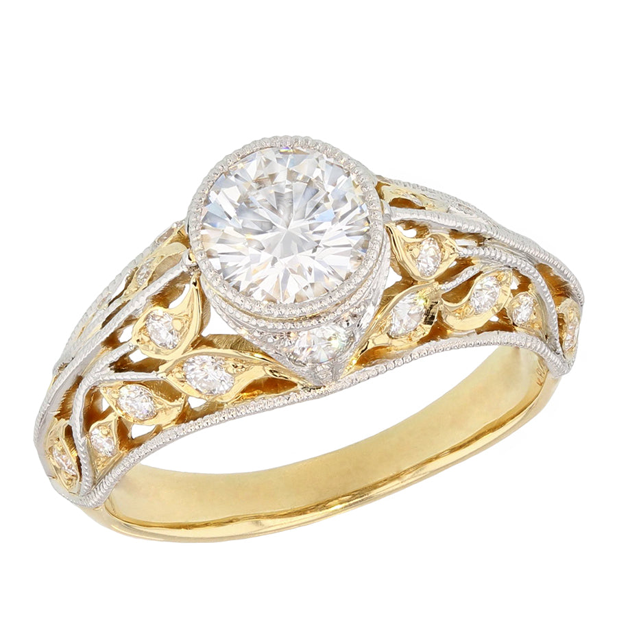 Round Diamonds in Yellow Gold Filigree Ring