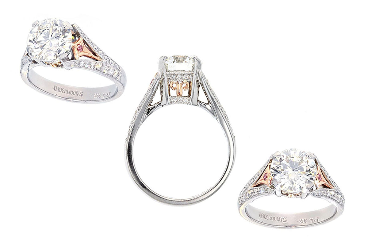 Platinum and Rose Gold Diamond Ring