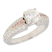 White and Rose Gold Ring with White and Natural Pink Diamonds