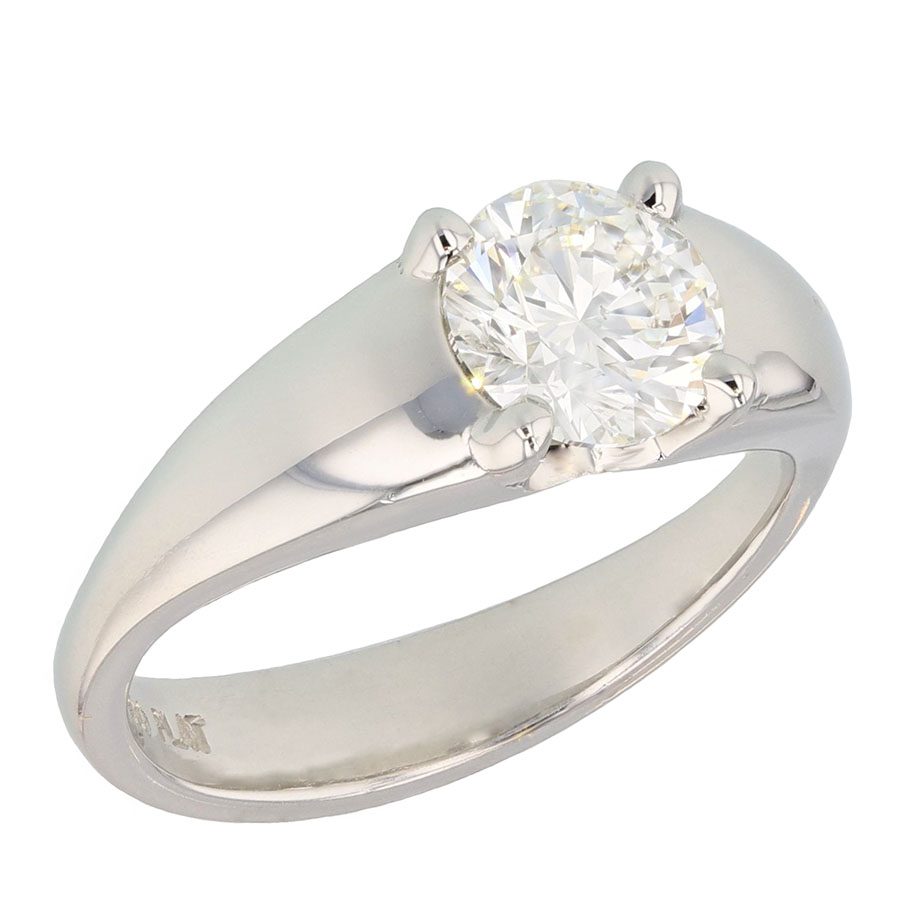 Round Diamond Platinum Solitaire Ring