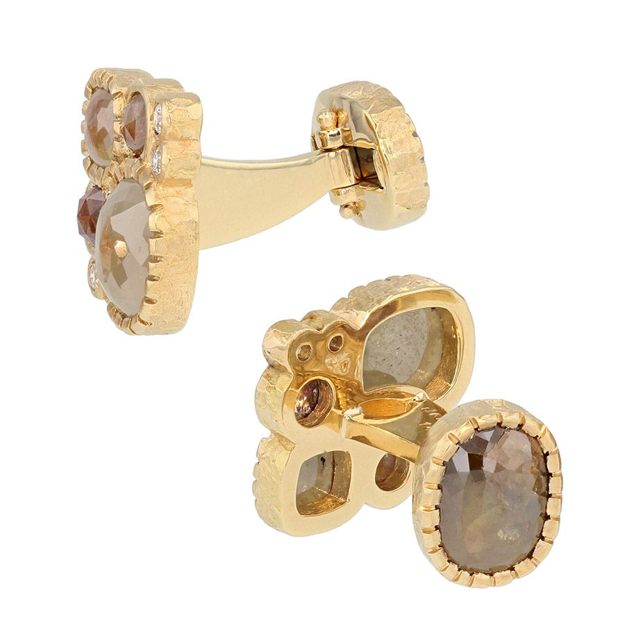 Opaque Diamonds in Yellow Gold Cufflinks