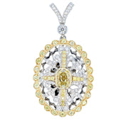 Canary Diamonds in Platinum and Yellow Gold Pendant
