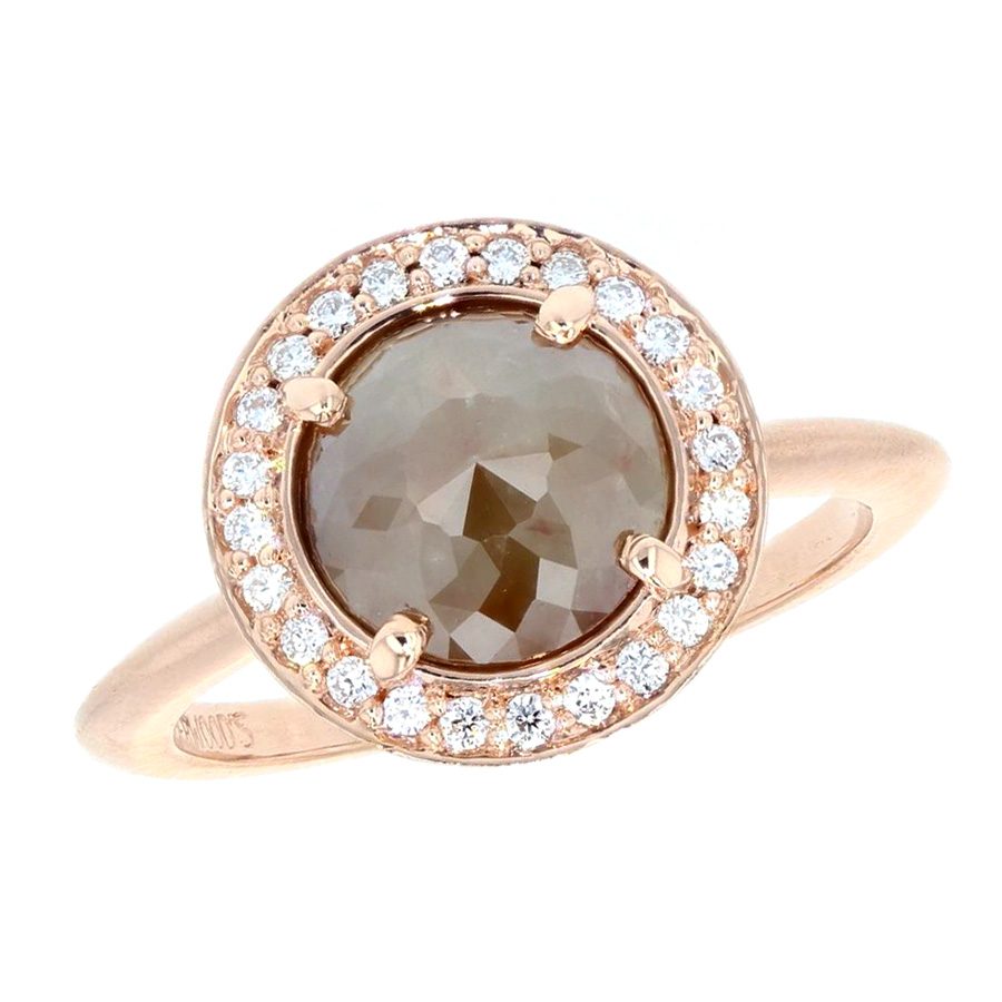 Opaque Diamond in Rose Gold Diamond Halo Ring
