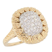 Diamond Dome Engraved Yellow Gold Ring