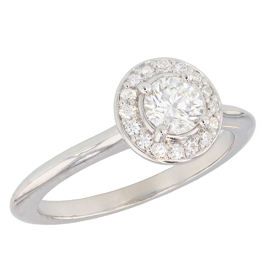 Round Diamond Halo White Gold Ring