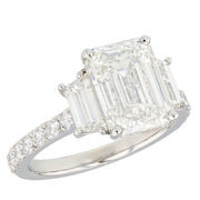 Emerald Cut and Trapezoid Diamonds in Platinum Ring