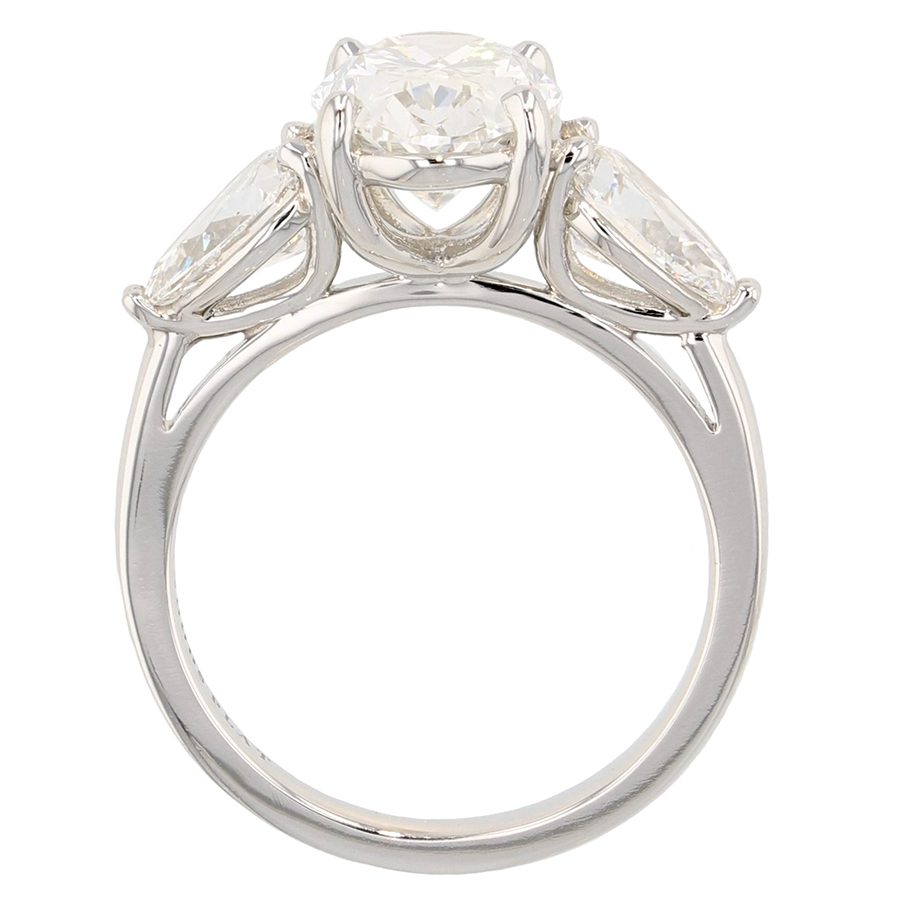 Oval with Pear Shaped diamonds in Platinum Ring