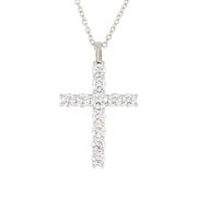 Round Diamonds in Platinum Cross Necklace