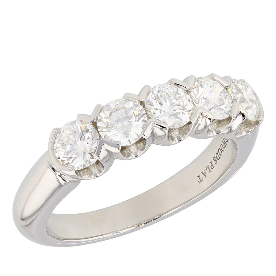 Diamonds in "Fishtail" Style Platinum Band