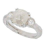 "Crystal Ice" Diamond in Hammered White Gold Ring