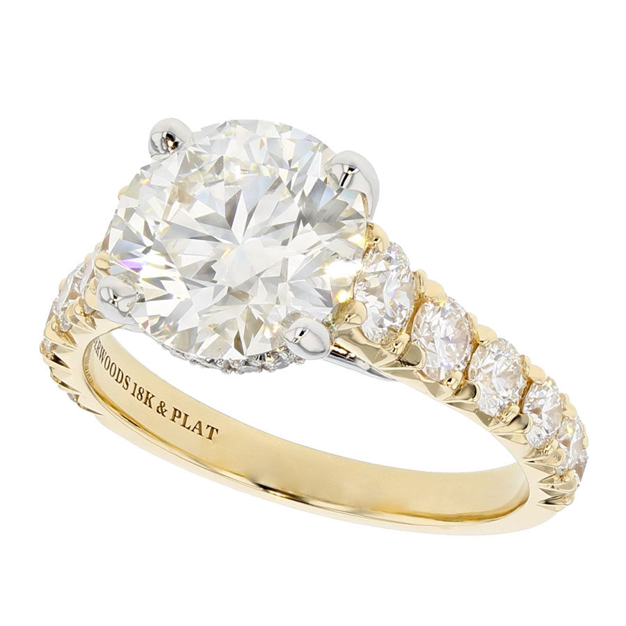 Round Diamond in Yellow Gold Hidden Halo Ring