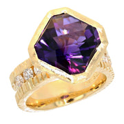 Yellow Gold and Square Amethyst Ring
