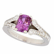 Rectangular Cushion Pink Sapphire in White Gold Splitshank Ring