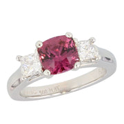 Pink Sapphire with Princess Diamonds in Platinum Ring