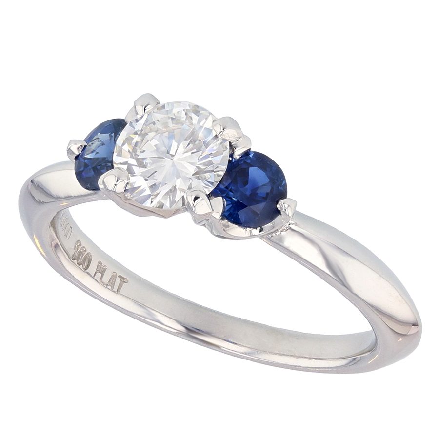 Diamond and Sapphires Platinum Ring