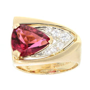 Triangular Pink Tourmaline in Yellow Gold Ring
