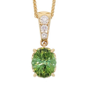 Green Tourmaline in Yellow Gold Necklace