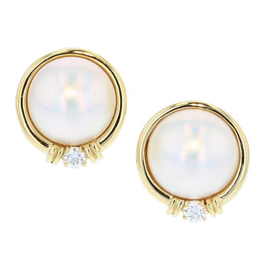 Yellow Gold with Mabé Pearls Earrings