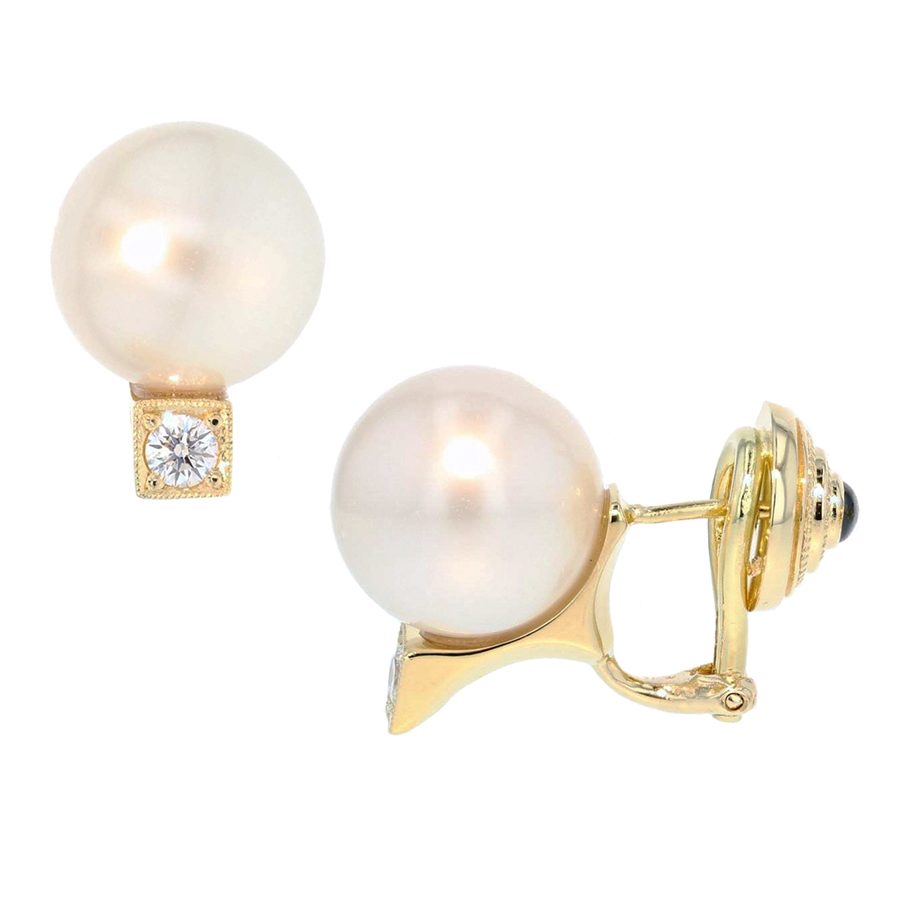 South Sea Pearls and Diamond Earrings