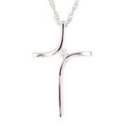 White Gold Cross Necklace with .03 Carat Diamond