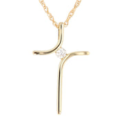 Yellow Gold Cross Necklace with .05 Carat Diamond