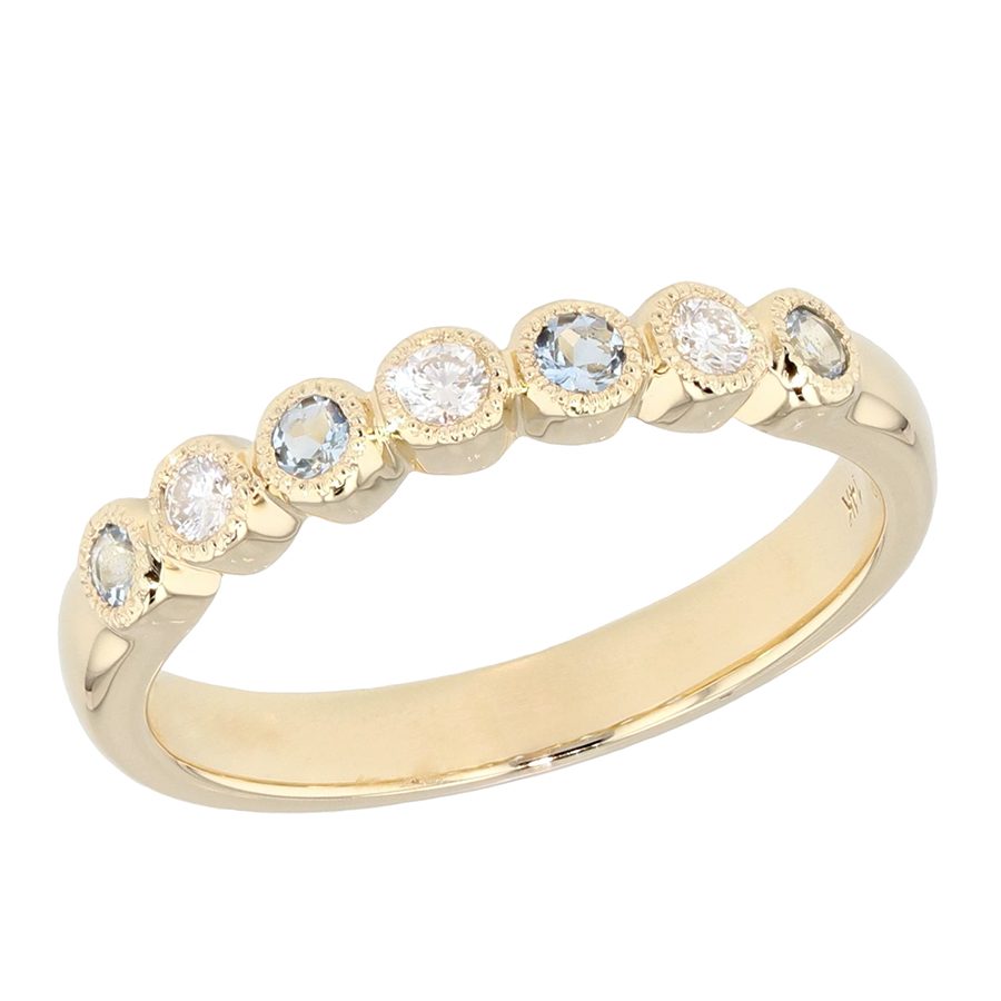 LDRXC0384 Aquamarine and Diamonds in Yellow Gold Ring - Underwoods Fine ...